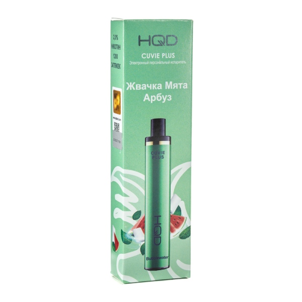 Одноразовая электронная сигарета HQD Cuvie Plus bubblewater (Жвачка мята арбуз) 1200 затяжек в Санкт-Петербурге